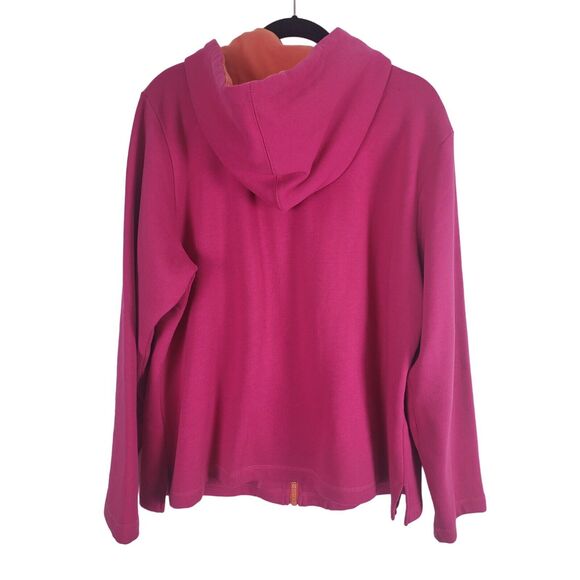 Quacker Factory Full Zip Hoodie XL Womens Long Sleeve Pink Jeweled Pocket Unique - Picture 10 of 13